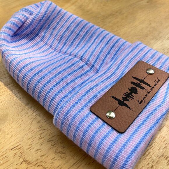 Love You To The Moon And Back Soundwave Newborn Baby Beanie - Premade - Picture 4 of 9